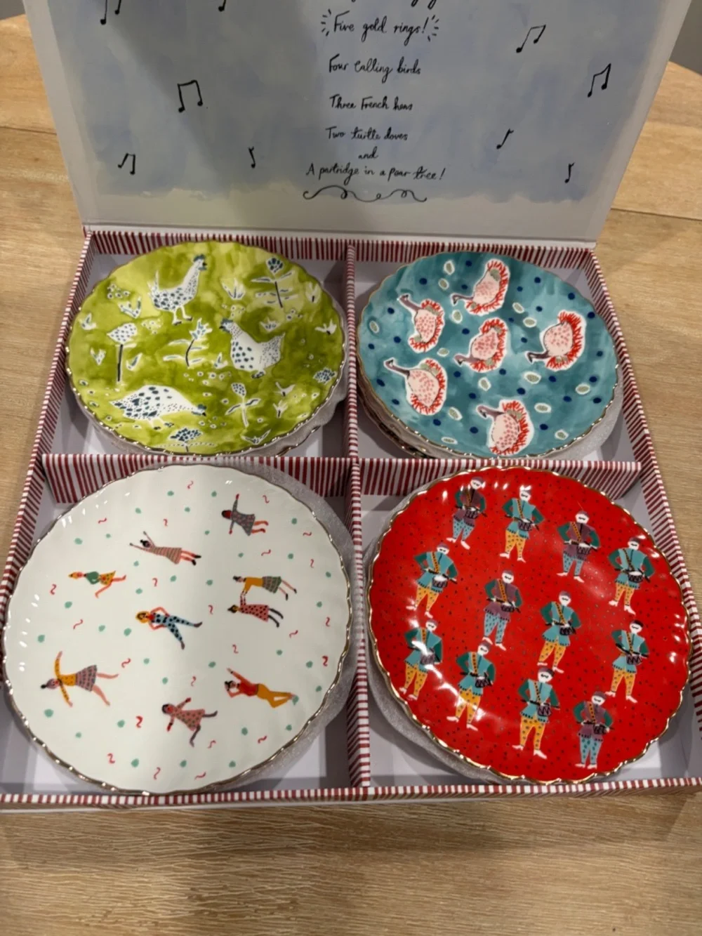 MINT New Anthropologie 12 Days of Christmas Canape Plate Set of 12 In Box 2018